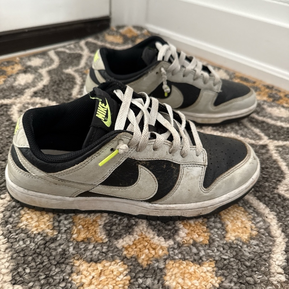 Nike Black and Gray Athletic Shoes with Lime Accents